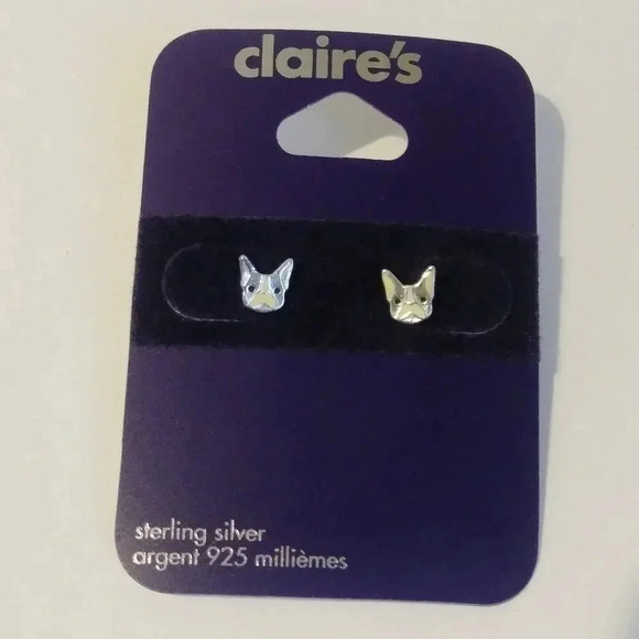 Claire's Jewelry - Sterling Silver Pug Dog Stud Earrings NEW J107